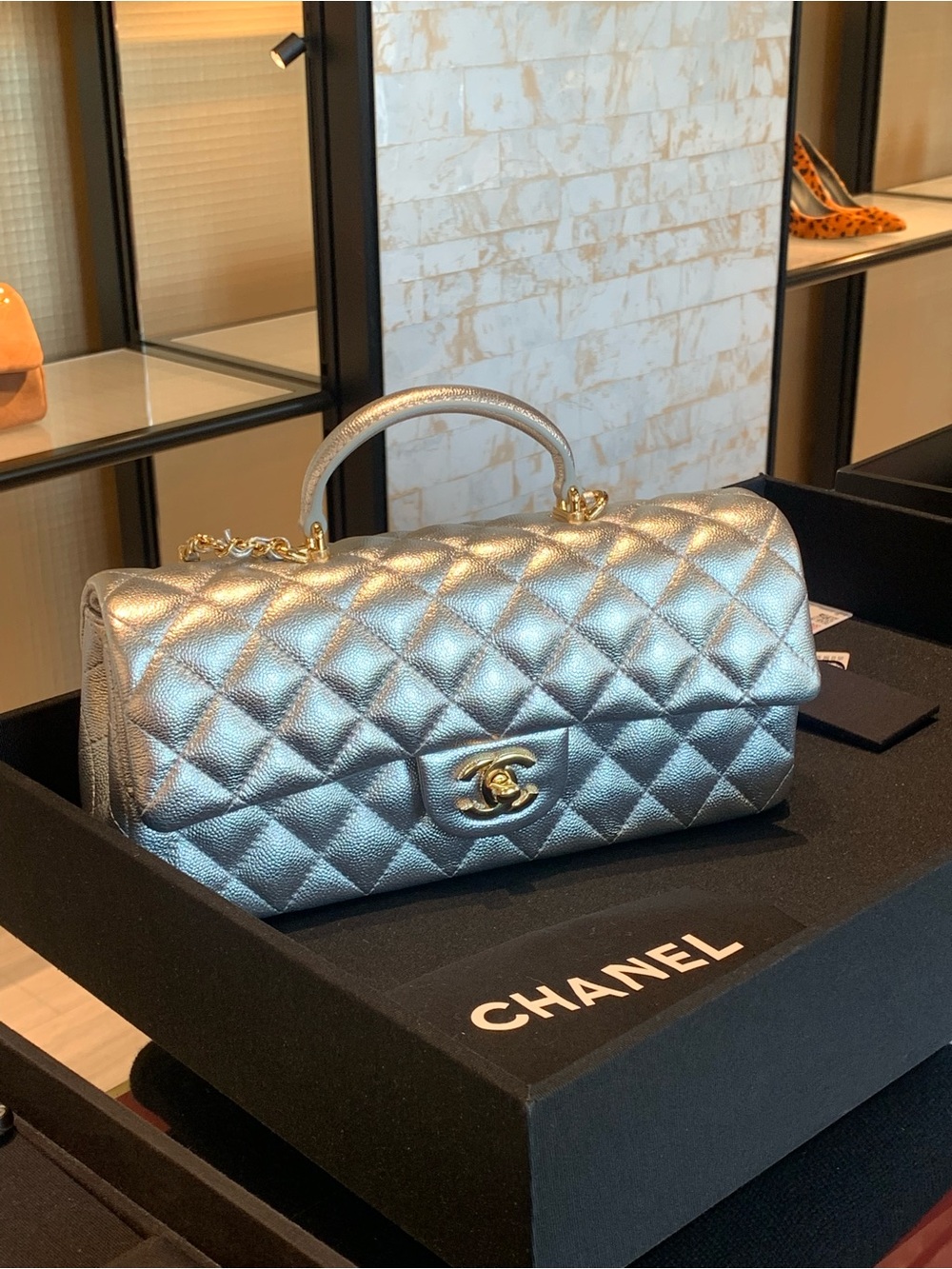 Brand new this week season rare Limited edition authentic Chanel silver purse